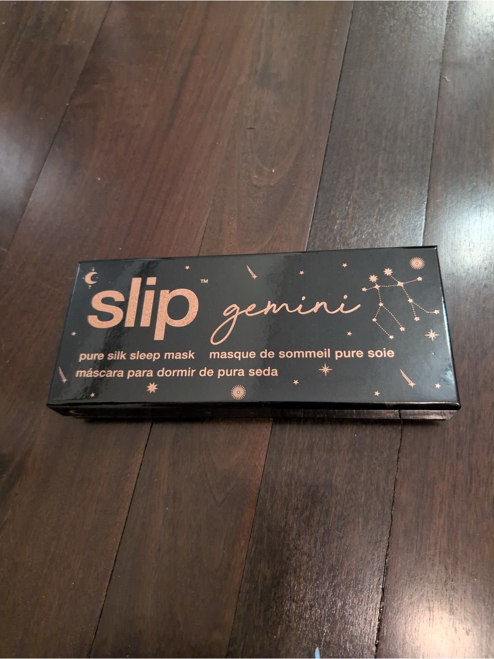 slip Gemini Pure Silk Sleep Mask - Black with Rose Gold Detail